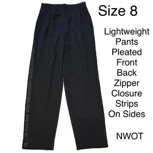 💥 5/$15💥 Black Pleated Pants with Side Strips & Back Closure